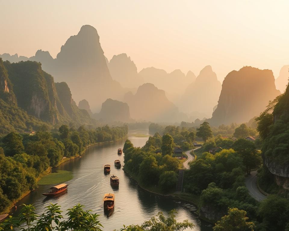 Guilin Landschaft mit Karstbergen