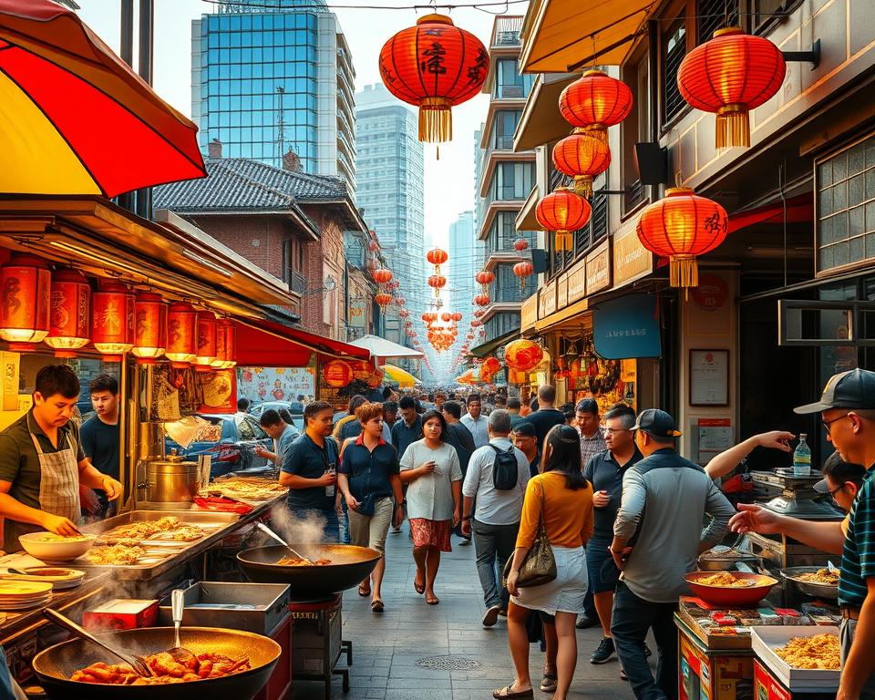 Sezuan-Streetfood auf belebter Straße